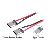 Câble USB Type C Mâle-Femelle Rotatif à 180°, 2 Cœurs, Cuivre Pur, Rouge et Noir, Fil Nu, pour Soudure DIY, Charge Rapide 3A, Code-barres