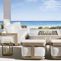 Ensemble de canapés de jardin en teck moderne, mobilier d'extérieur de luxe pour hôtel, canapé modulaire avec coussins, mobilier de salon extérieur, mobilier de patio, ensemble de canapés de jardin