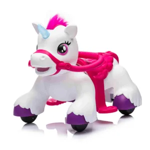 2024 nueva novedad unicornio niños juguete eléctrico paseo en coche con peine juguetes para niñas lindo diseño niños Coche