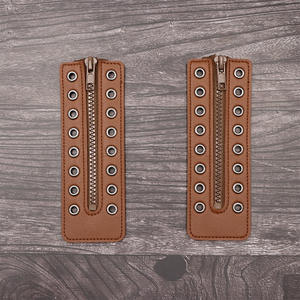 Languettes de chaussures en métal à <span class=keywords><strong>fermeture</strong></span> <span class=keywords><strong>éclair</strong></span>, inserts de bottes à 8 trous, lacets sans nœuds, protège-langues de chaussures, inserts antidérapants pour adultes - Product Image 2