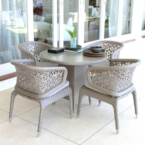 4-người mây tự nhiên wicker Patio đồ nội thất thiết lập cho ăn uống hoặc khách sạn ngoài trời Vườn Bàn và ghế - Product Image 1