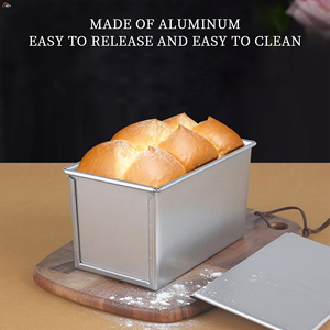 Molde para pan <span class=keywords><strong>Pullman</strong></span> rectangular XLT con tapa, caja de molde para pan tostado de acero de aluminio, caja para hornear panadería comercial de varios tamaños, Pan-900g - Product Image 4