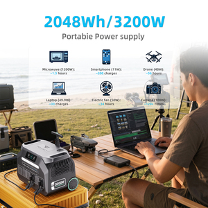 Home Backup Emergency Power MPPT 3200W 2048Wh <b>Solar</b> Portable Station Pure Sine Wave 100/200/400/500W Output - Product Image 4