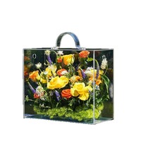 Boîte à main en acrylique transparente, boîte-cadeau florale festive, pour arrangements floraux DIY, boîte à fleurs en acrylique, sac fourre-tout en acrylique