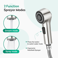 Robinet de lavabo de salle de bain multifonctionnel en acier inoxydable CUPC DOE de haute qualité, certifié NSF61, à 3 trous, avec douchette extractible et fonction cascade pour baignoire