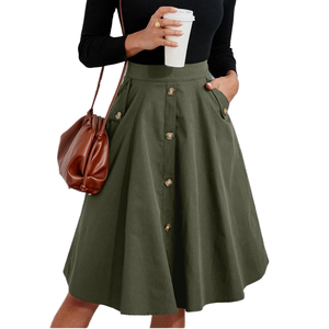 Elegant Wrap Skirt for Women High Waist French Pocket Mid-Length Cotton - Product Image 4