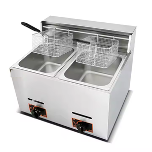 Friteuse à gaz professionnelle à deux cuves pour frites, équipement de restauration, offre spéciale - Product Image 2