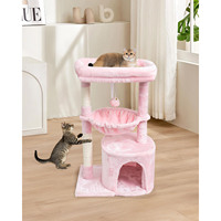Arbre à chat rose pour chats d'intérieur, tour moderne avec poteau à gratter