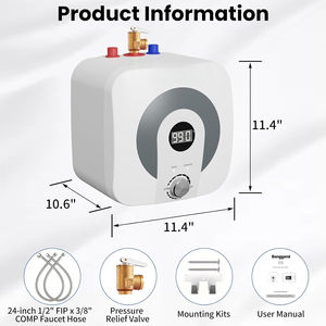 Calentador de agua eléctrico, mini tanque debajo del fregadero Calentador de agua caliente instantáneo <span class=keywords><strong>con</strong></span> válvula de liberación de presión, pantalla digital - Product Image 6