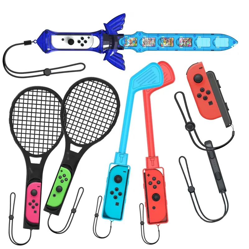 Bộ Dụng Cụ Thể Thao Cho Nintendo Switch Bộ Thể Thao 9 Trong 1 Vợt Tennis Câu Lạc Bộ Golf Vòng Đeo Tay Yoga Phụ Kiện Trò Chơi Lightsaber