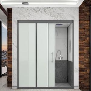 Mampara de <span class=keywords><strong>ducha</strong></span> integrada de 8mm sin marco con bandeja rectangular cuadrada Bisagra de espesor de vidrio de 6mm Hoteles impermeables de estilo abierto - Product Image 1