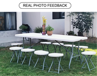 Table Pliante Rectangulaire Portable en PEHD Noir de 180 cm pour Fêtes, Pliage Central, en Plastique, Vente en Gros pour Extérieur