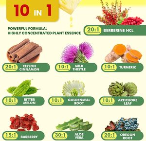 Gotas líquidas de berberina de fórmula personalizada con canela de Ceilán, melón amargo, agracejo, cardo mariano, raíz de sello dorado y cúrcuma - Product Image 2