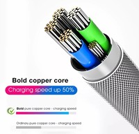 Câble de chargeur 3 en 1 LED Flowing Light Up Cordon USB pour tous les téléphones portables