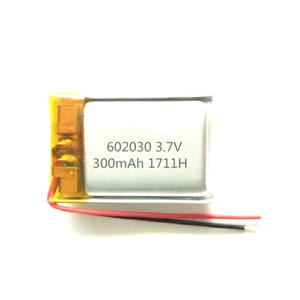 Chinese small supplier 602030 300mAh <strong>3</strong>,7 V rechargeable lithium polymer battery for mini lamp, seach lamp - Product Image 1