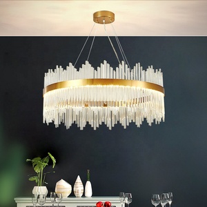 <span class=keywords><strong>Lampadario</strong></span> <span class=keywords><strong>a</strong></span> <span class=keywords><strong>Sospensione</strong></span> Moderno in Acciaio Inossidabile di Lusso con Cristalli di Vetro per Ristorante e Appartamento - Product Image 1