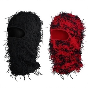 Pasamontañas de Felpa Unisex, Negro y Rojo, para Exteriores, Adultos, 54-56 cm, Poliéster, Flocado, Bordado - Product Image 1