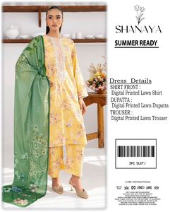 ผ้าคลุมไหล่พิมพ์ลายดิจิทัลแบบกลับด้านได้สำหรับผู้หญิง Shanaya สีเขียวเหลืองลายดอกไม้แบบดั้งเดิมทรงหลวมยาวคลุมถึงพื้น ผ้าสไตล์อินเดียปากีสถาน - Product Image 1