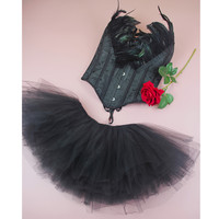Ensemble de robe corset à plumes vintage, bustier, jupe tutu pour femmes et filles, costume d'ange cygne pour jeux de rôle, tenue de fête de carnaval, tenue de spectacle