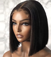 Perruque Bob Courte Bouclée Kinky 4x4 avec Fermeture en Dentelle, Cheveux Humains Remy Double Drawn, Style Naturel et Volumineux pour Femmes Africaines