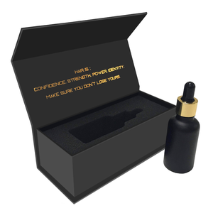 Custom Logo Magnetic Cardboard Black Hemp Glass Bottle Olive CBD Oil Hair Oil Dropper Box Paper Essential Oil Gift Packaging Box