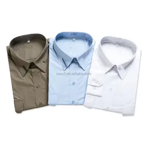 Hight Quality Men's Cotton Polyester TC 65/35 Short Sleeves Blue Shirt