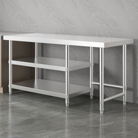 Table de travail et support de cuisinière à gaz en acier inoxydable à trois couches épaissies pour restaurant YC-005