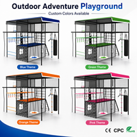 Équipement de terrain de jeu d'aventure extérieur commercial pour enfants : structure d'escalade, barres de singe, balançoire, parcours d'obstacles Ninja pour maternelle