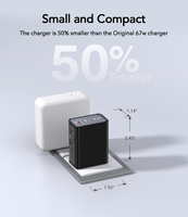 Chargeur GaN PD 65W en gros ODM, QC PD3.0, AVS, prise EU UK US, USB 2 Type C, chargeur rapide pour téléphone portable, iPhone, Samsung, ordinateur portable