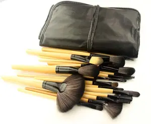 The original wood 24pcs fiber wool multi-functional cosmetic brush match PU brush bag Make Up Tool makeupset powder brushes