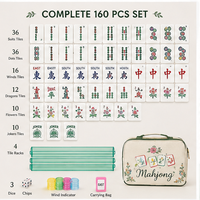 Jeu de Mahjong américain personnalisé de 160 pièces, jeu complet de tuiles Mahjong avec supports en acrylique, dés, jetons et sac de transport pour adultes