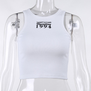Top <span class=keywords><strong>Canotta</strong></span> Personalizzato da <span class=keywords><strong>Donna</strong></span> con Stampa, in Maglia a <span class=keywords><strong>Costine</strong></span>, Sexy Crop Top Estivo - Product Image 5