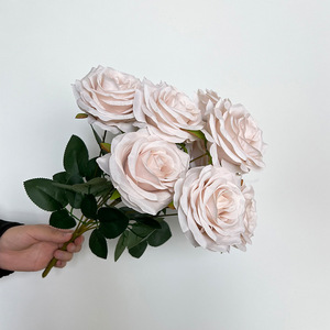 Bouquet de roses artificielles en soie multicolore 9 têtes blanc bleu <span class=keywords><strong>mariage</strong></span> événement saint valentin <span class=keywords><strong>décoration</strong></span> <span class=keywords><strong>florale</strong></span> <span class=keywords><strong>pas</strong></span> <span class=keywords><strong>cher</strong></span> - Product Image 3