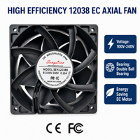 Ventilateur axial électrique à faible bruit 34dBA, économie d'énergie, OEM, 120x120x38mm, pour chargeur de véhicule électrique, armoire de télécommunications, distributeur automatique
