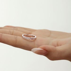 Dylam <b>Dainty</b> Design Fine 925 Silver Eternity Band 5A Cubic Zirconia Heart Love Jewelry <b>Rings</b> for Christmas Valentine's Day Gifts - Product Image 3