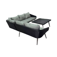 Ensemble de salon de jardin en rotin tressé moderne à trois pièces avec chaise longue et petite table pour salon et jardin