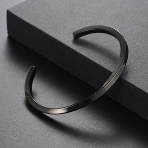 Minimalist Fashion Glossy <b>Cuff</b> <b>Bracelet</b> Zinc Alloy Black Unisex Jewelry Gift CZ046 - Product Image 4