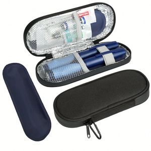 Portable Luxury Casual Polyester Insulated Travel Case Zipper for Diabetic Medication Insulin <b>Cooler</b> Bag 2 Reusable Ice Packs - Product Image 1