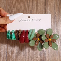 HL Wholesale Nouveauté Mode 5-15 Paires de Grandes Boucles d'Oreilles Créoles en Résine en Forme de C avec Motif Floral pour Femmes