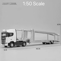 Nouveau modèle de semi-remorque à plateau plat à double étage en alliage, modèle de véhicule de transport lourd en métal moulé sous pression pour enfants