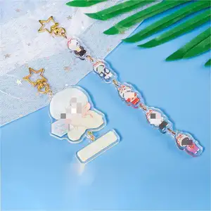 Epoxy Promocional Cartoon Presente UV Impressão Anime Holográfico kpop Chaveiros Encantos De Acrílico Personalizado Para Fazer Jóias