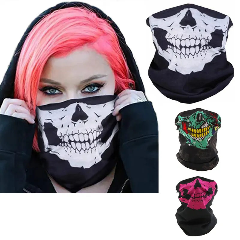 Wholesale Colorful Custom Printed Polyester Skull Men Women Face Cover Neck Tube Elastic Seamless Bandana Shorts Scarf For Sale