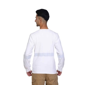 Chemise de travail pour homme T-shirt de soudage résistant aux flammes Vêtements de sécurité <span class=keywords><strong>anti</strong></span>-rayonnement en coton FR avec bande réfléchissante Blanc - Product Image 3