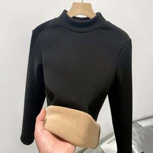 Suéter de Punto con Cuello Alto para Mujer, Corte Regular, Casual, Color Sólido, con Encaje, Cálido y Afelpado, para Primavera, Otoño e Invierno, Manga Larga - Product Image 2