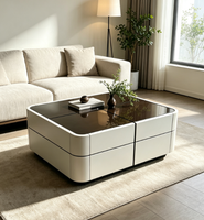 Table basse carrée moderne avec plateau en verre microcristallin de qualité E1 pour salon, hôtel, appartement, vente en gros, sur mesure