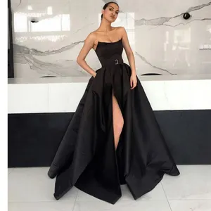 Custom New Gorgeous Prom Evening Dress Off Shoulder Sleeveless Slit Satin Cocktail Dress