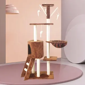 Diseño de moda gatos multicapa torre de juego Sisal madera espacio cápsula gato escalada árbol torre