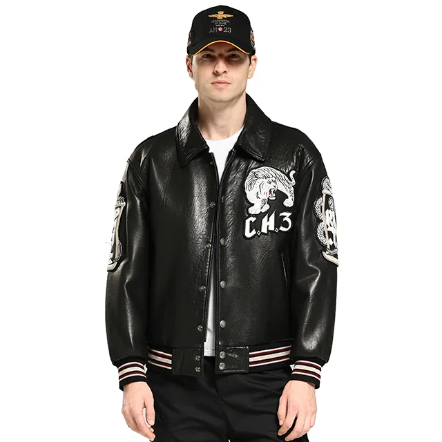 2023 Letterman Varsity Jaket Kulit Penerbangan Jaket Bomber Pria Wol Hombre Musim Dingin