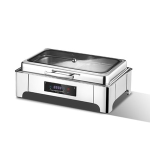 Estación de Buffet Eléctrica Cuadrada de Acero Inoxidable Plateado con Tapa Abatible Visible para Hoteles y Restaurantes - Product Image 5