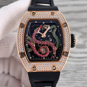 นาฬิกาข้อมืออัตโนมัติ ดีไซน์หรูหรา ประดับเพชร ตัวเรือนโลหะผสม สายแบบเซอร์เพนทีน ทูร์บิญอง สำหรับทุกเพศ ทุกวัย แฟชั่นสปอร์ต ทนทาน กันน้ำ 3 บาร์ - Product Image 1